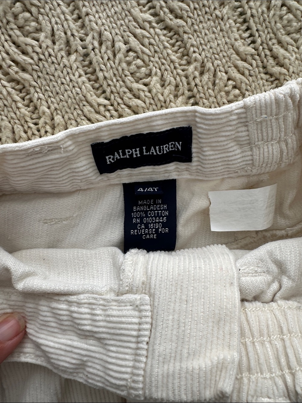 Ralph Lauren Girls Cream Corduroy Skirt 4T